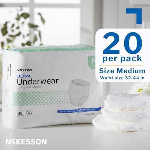 McKesson unisex pull-on disposable underwear medium size text display
