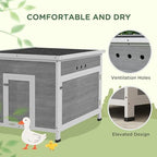 PawHut Duck Coop, Wooden Chicken House Rabbit Hutch with Openable Roof, Removable Floor, Double Doors, Ramp, Duck House for 3-6 Chickens, Geese, 30" x 38" x 30" - Image 5