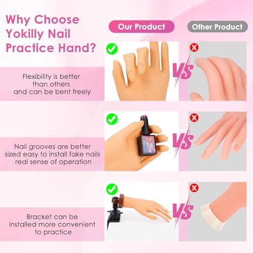 Flexible mannequin hand for acrylic nail training