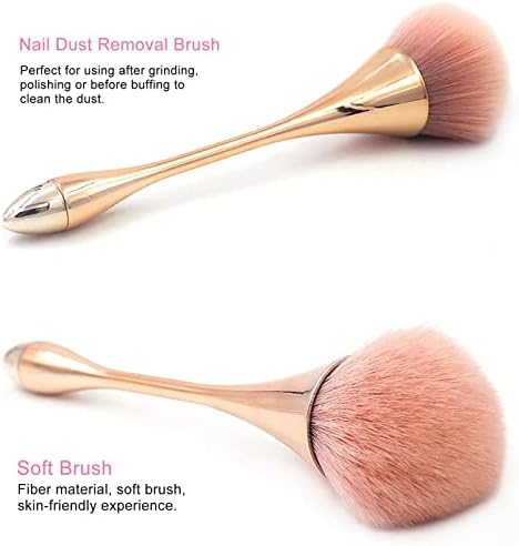 2Pcs Nail Dust Brush Acrylic Brush Cleaner Nail Brushes for Cleaning Dust Dip Powder Brush Large Makeup Brush Blush Brush Nail Clean Up Brush Manicure Brush Nail Art Tools (Gold+Black) - Image 5