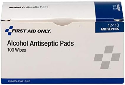 Individually wrapped First Aid Only sterile alcohol antiseptic wipes