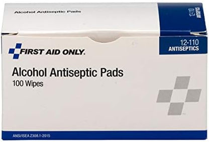 Individually wrapped First Aid Only sterile alcohol antiseptic wipes