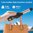 Close up of temperature control settings on cordless curler