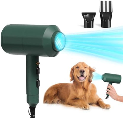 Pehum pet grooming blower showing nozzle and airflow control