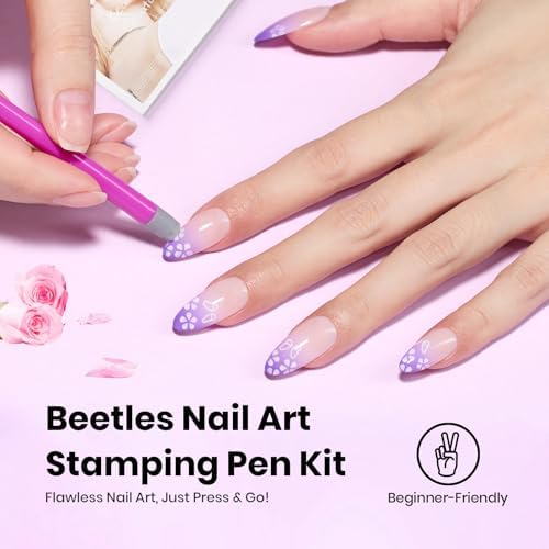 Beetles nail art stamp pen kit featuring flower and butterfly designs