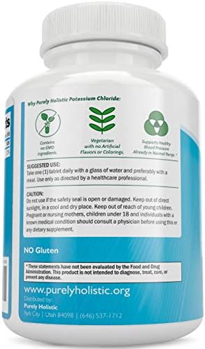Purely Holistic Potassium Chloride 99mg tablets daily electrolyte fluid balance support packaging