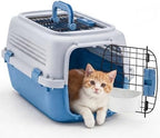 DUMOS 23" Hard-Sided Pet Carrier for Small Dogs & Cats, Airline Approved Travel Crate with Enhanced Security Latches, Front & Top Load Wire Door, Food Bowl for Traveling, Hiking, Camping, Grey&Blue - Image 2