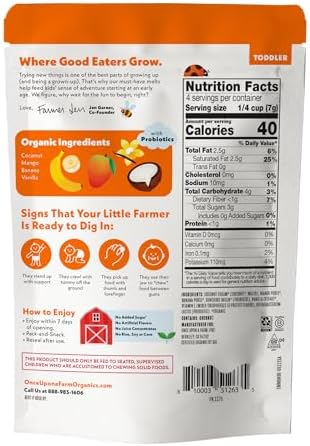 Once Upon A Farm dairy free toddler melts close up of packaging texture