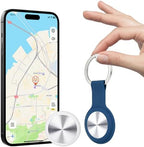 Compact real time location tracking device placed next to a dog collar.