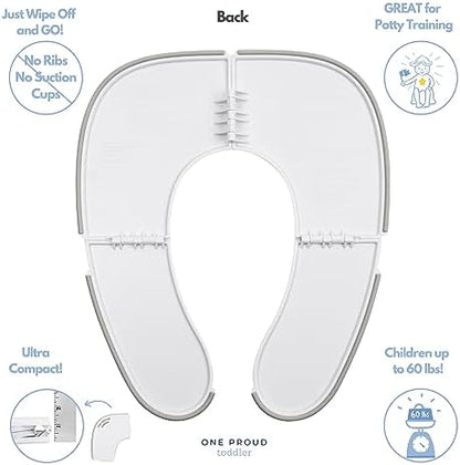One Proud Toddler premium travel potty seat in use on toilet