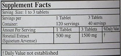 Alta Health herbal organic silica tablets showing supplement facts and clean ingredient list