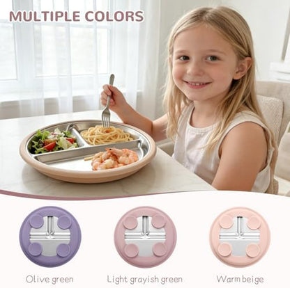 Top view of Spmktqk divided plate showing three compartments