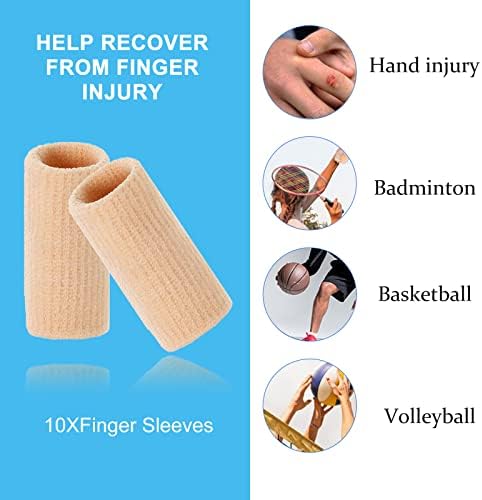 Close up view of the breathable nylon and spandex material texture of the EDNYZAKRN finger support sleeves.