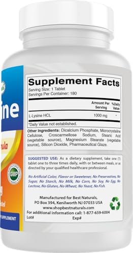 Best Naturals L-Lysine full supplement container lifestyle arrangement