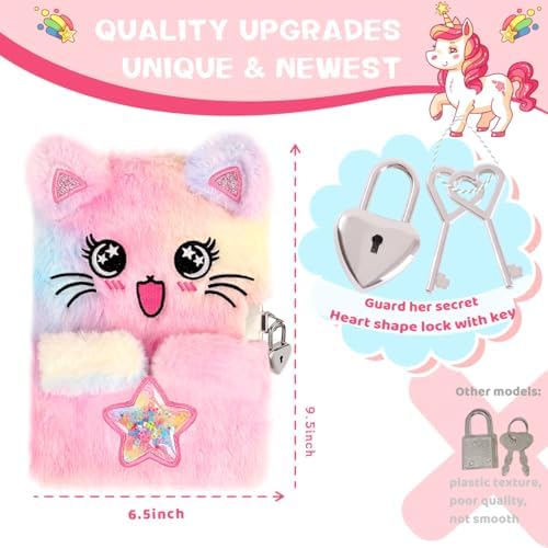 Tie-dye fuzzy journal cover with star cat design