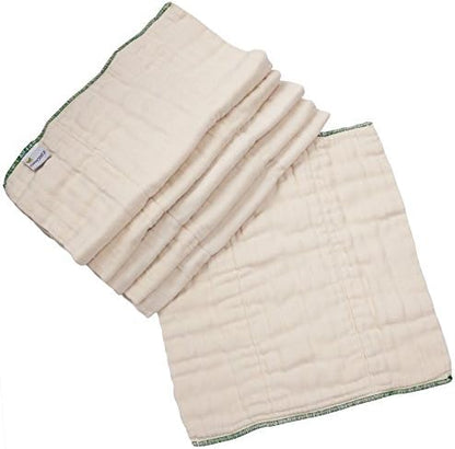 OsoCozy unbleached organic prefold diapers displaying the thick four-eight-four center panel layering.