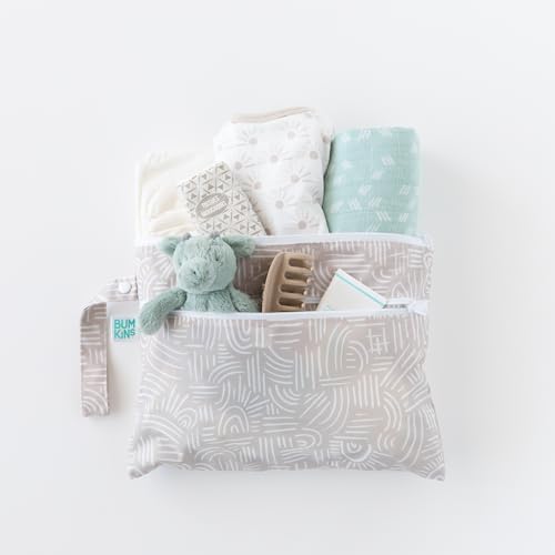 Bumkins boho beige wet bag showing heat sealed waterproof seams