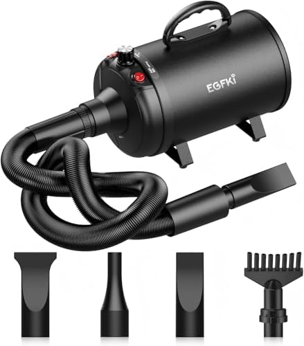 Egfki 3800W pet blow dryer with four nozzle attachments