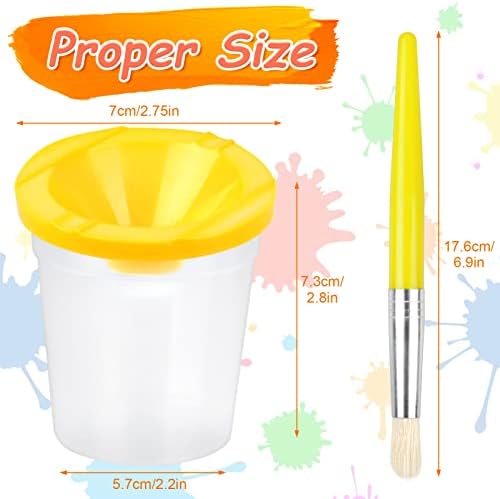 Close-up of the funnel-shaped anti-spill lid design on the clear plastic painting pots.
