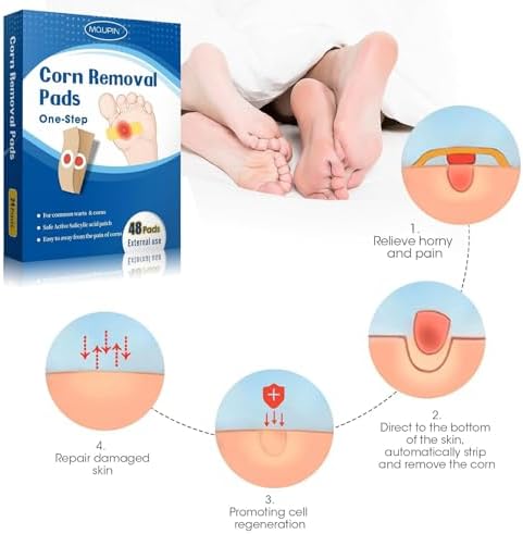 Close up of medicated foot patch showing red salicylic acid center.
