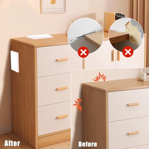 Application demonstration of Wolaiye safety corner guards on wooden furniture