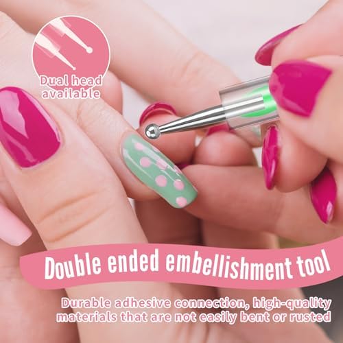 Stainless steel nail dotting tools in a 10 piece nail design set