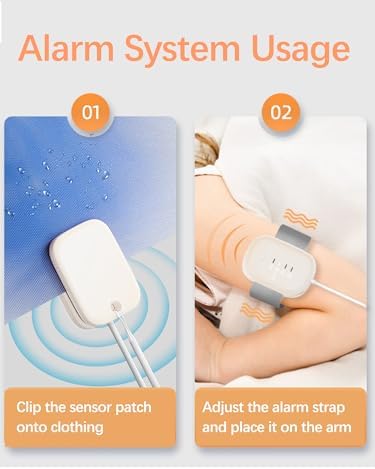Side view of the compact white bedwetting alarm device for nighttime training.
