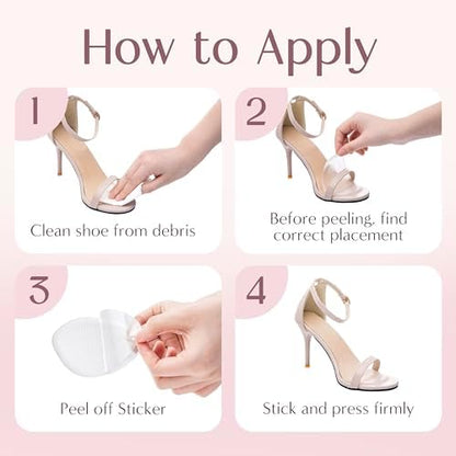 Silicone gel foot pads for metatarsalgia and forefoot support.