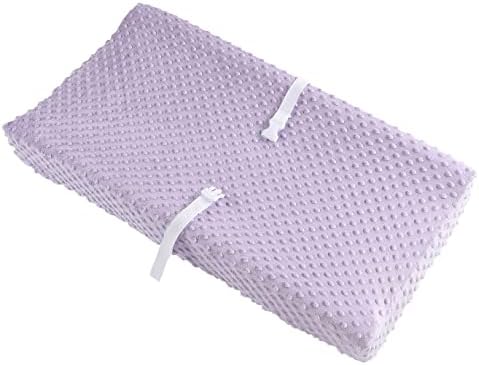 Close up texture of orchid purple plush minky dots baby bedding material
