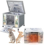 Coziwow 25" Insulated Cat House Bunny Hutch for Outdoor & Indoor Use - Solid Wood Rabbit Cage with Winter Warm Liner, Lightweight Weatherproof Shelter for Cats, Rabbits, Small Animals (Gray) - Image 3