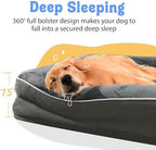 Chez Paw Large Orthopedic Dog Bed for Extra Large Dogs, Waterproof XL Egg-Crate Foam Dog Bed with Removable Washable Cover & Non-Slip Bottom, 4-Sided Bolster Support,Grey 42"x30"x7.5" - Image 4