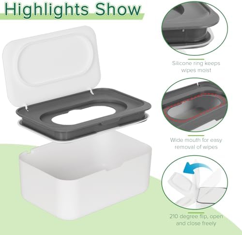 Side profile of gray baby wipes holder demonstrating Nordic design