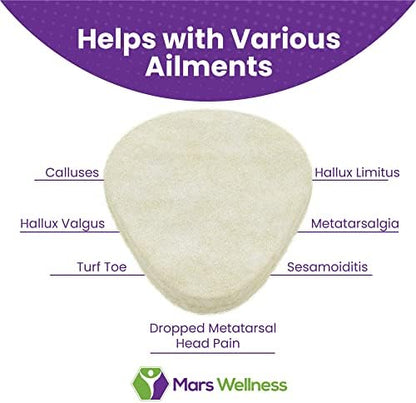 MARS Wellness orthotic pads applied to the ball of foot area for pressure relief