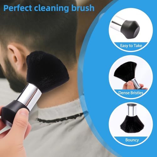 Four piece gradient hair cutting kit with neck dusting brush displayed together.