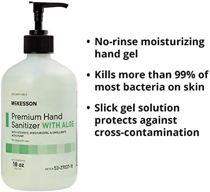 McKesson Hand Sanitizer with Aloe, 18 oz Pump Bottle [Pack of 3] - 70% Ethyl Alcohol, Spring Water Scent, No-Rinse Sanitizing Gel with Vitamin E and Moisturizers, Medical-Grade - Image 2