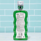 Back label of ACT enamel strengthening mouthwash highlighting directions and sodium fluoride benefits