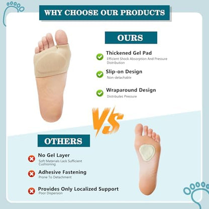 Four piece set of beige metatarsal pads displayed on a white background.