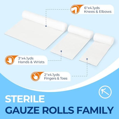 Individually wrapped sterile conforming stretch gauze bandages for wound care