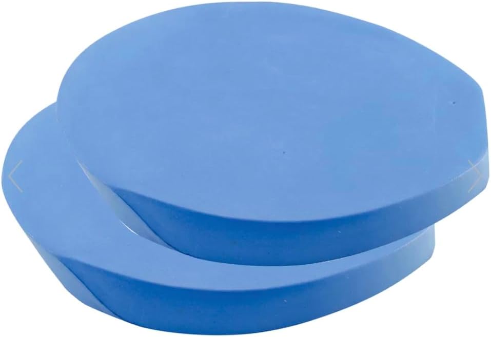 Pair of blue replacement horse boot comfort pads with two degree wedge angle for equine therapy.