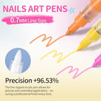 Hands creating DIY nail designs with acrylic paint markers
