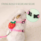 ABSOK guinea pig and rabbit harness set detailing the secure chest strap mechanism for safe outdoor strolls.