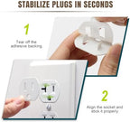 Close up view of Lenink outlet tightener inserted into wall socket
