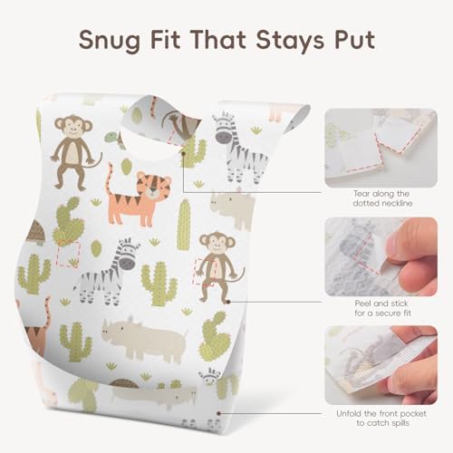 Compact travel friendly disposable bib inside a maternal diaper bag