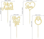 Gold glitter diamond ring cupcake toppers for engagement party decor