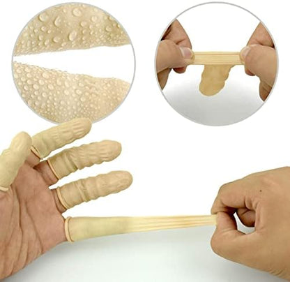 Powder free disposable finger covers keeping a medical dressing dry