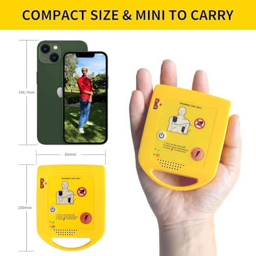 XFT portable AED training device showing English voice prompt interface