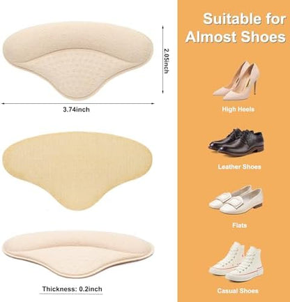Heel cushion inserts being applied to the back of a leather shoe
