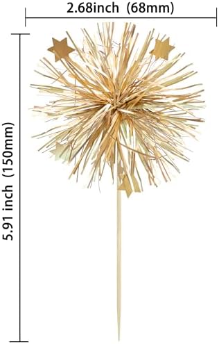 Pack of thirty gold tinsel cocktail stirrers for event styling