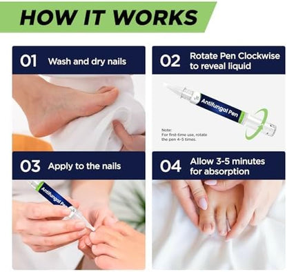 Foot Cure antifungal pen being applied to a damaged toenail