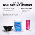L'Oreal Quick Blue 1 Pound tub showing instructions and product properties